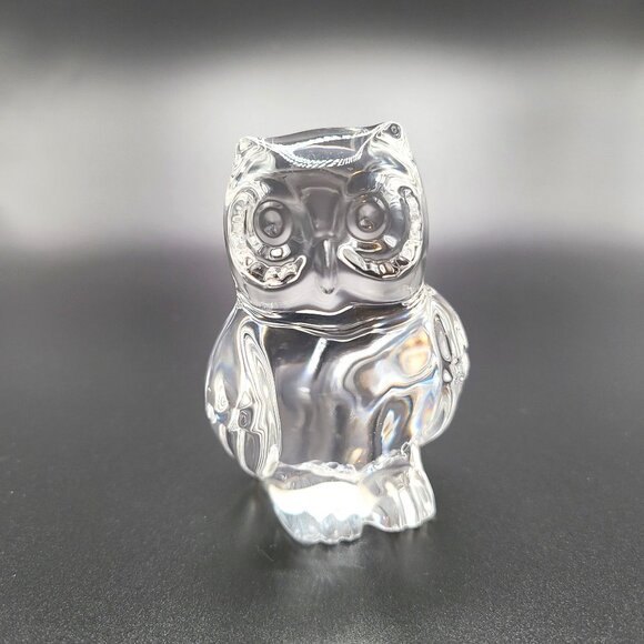 Vintage Princess House 24% Lead Crystal Clear Glass Owl Figurine - Picture 1 of 6